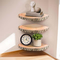 3Pcs Rustic Wood Corner Floating Shelves P58165
