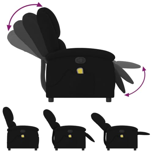 Black Velvet Massage Recliner Chair with Adjustable Footrest and Headrest Q9802