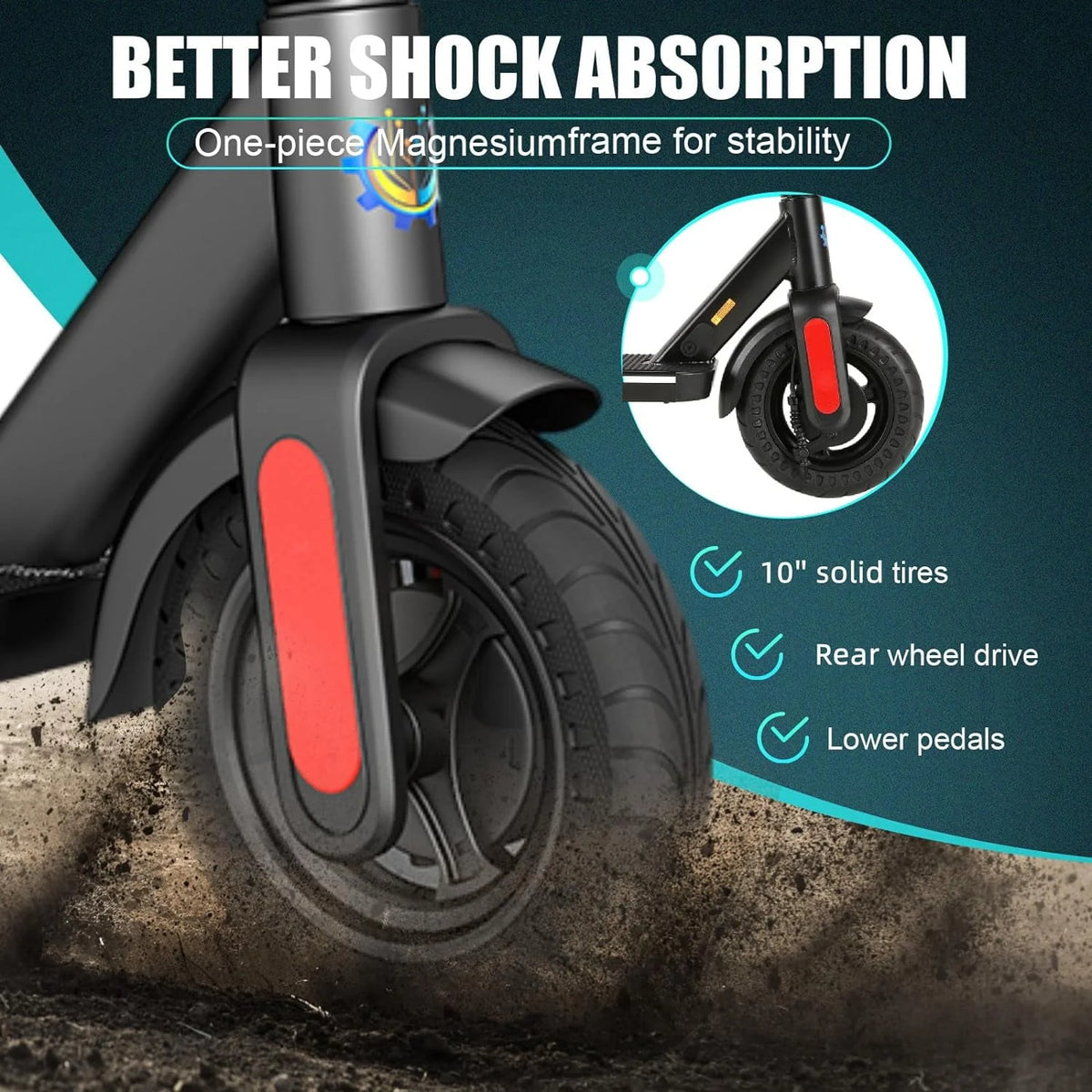Electric Scooter 350W Motor 9 In Tires 20 mph 20 Miles 265 Lbs Silver T506