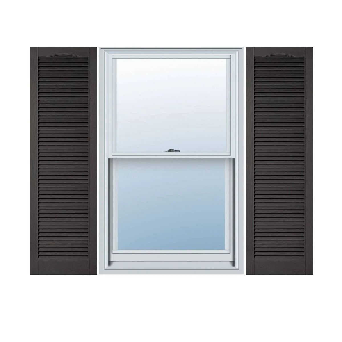 18 inchw x 78 inchh Vinyl Cathedral Top Louver Shutters with Shutter-Loks P612792