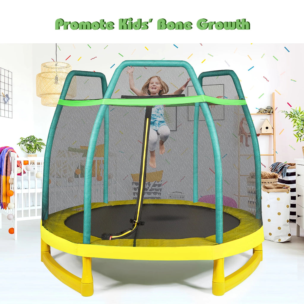 7FT Kids Trampoline with Safety Enclosure Net I36074