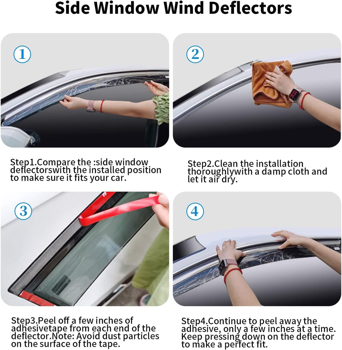 4-Piece Dark Smoke Side Window Deflectors for Dodge Ram 1500 Quad Cab T4576