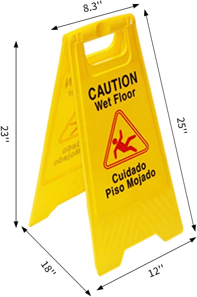 10 Pack Double Sided Yellow Wet Floor Sign C95646