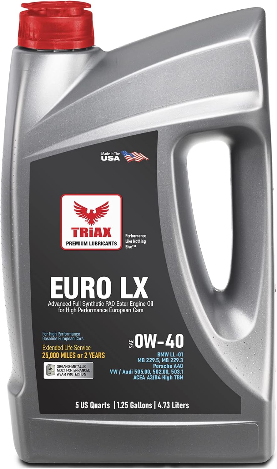 Triax Euro LX 0W-40 Full Synthetic 20K Miles 6 Quart Case Pack of 2 C188