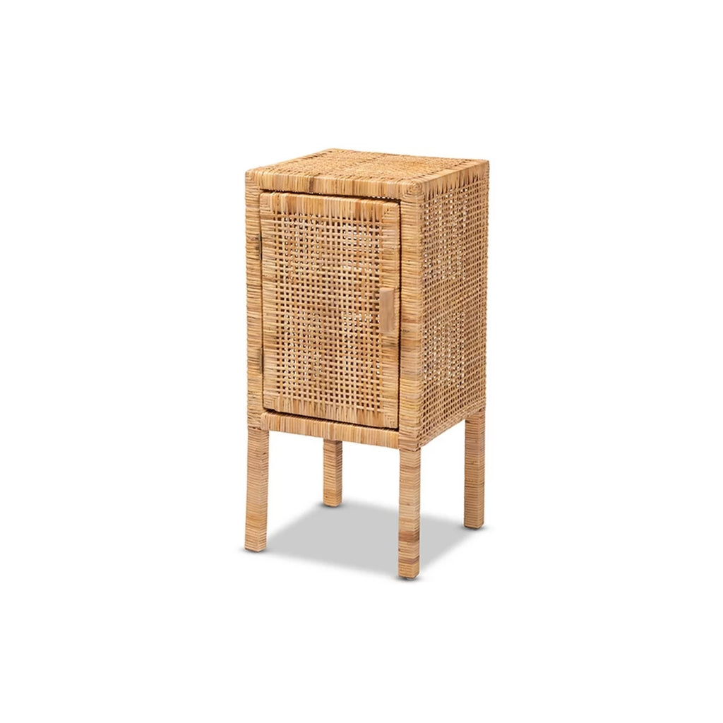 Natural Brown Rattan 1-Door Nightstand B13615