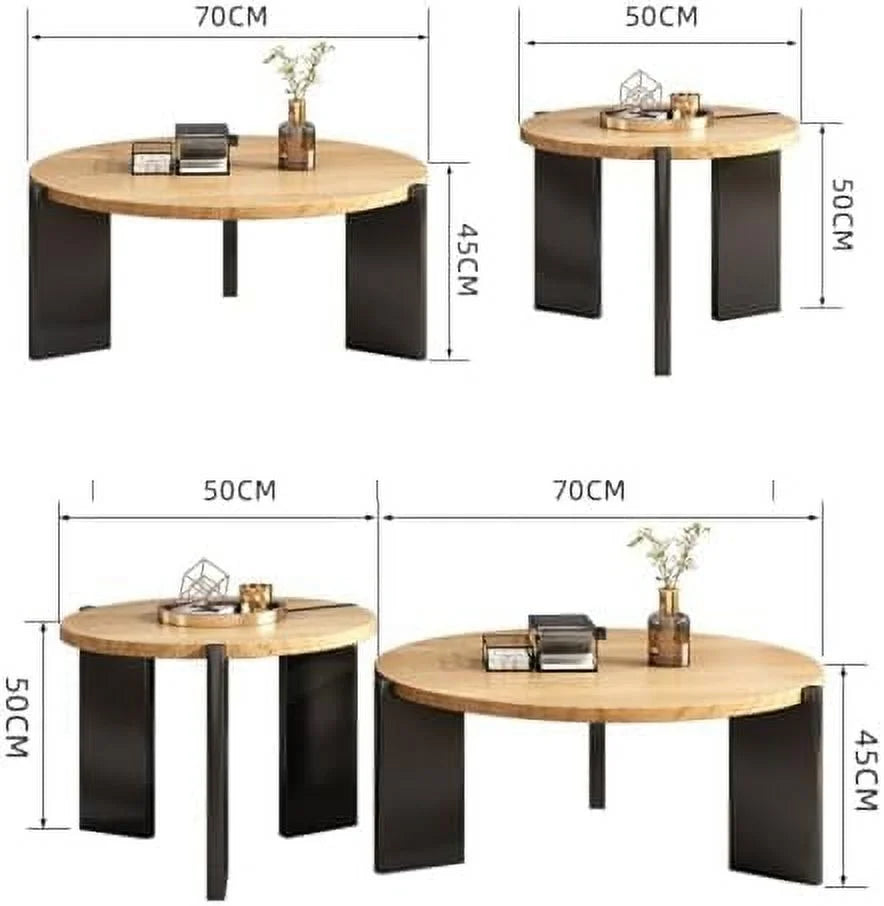 Solid Wood Round Coffee Table with Black Legs M63504