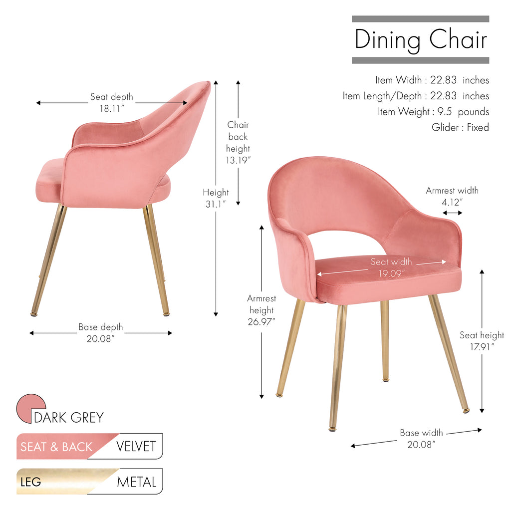 Velvet Upholstery Dining Chairs with Gold Metal Legs D6267