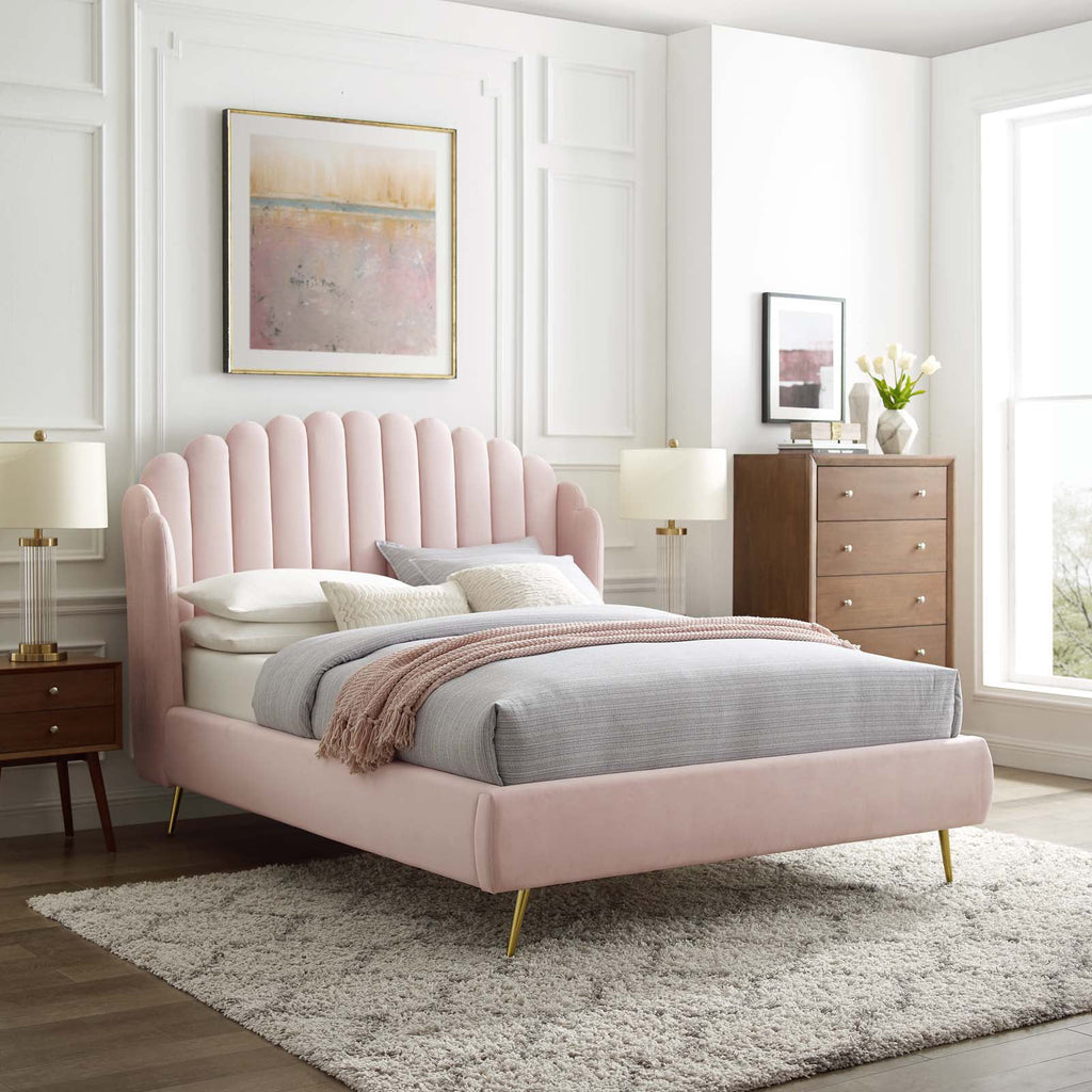 Queen Size Velvet Platform Bed Frame D607