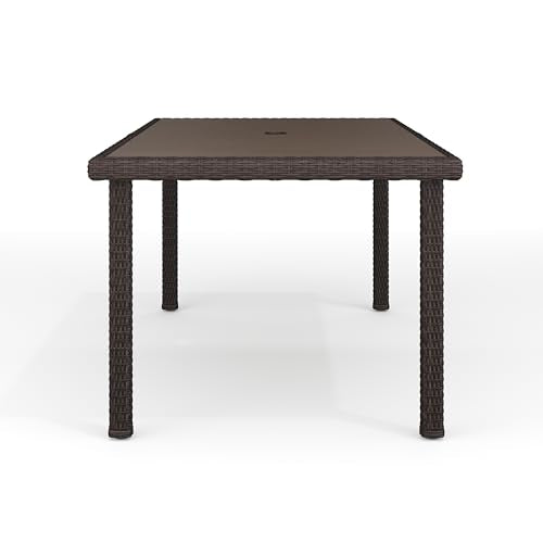 62" Indoor-Outdoor Patio Table with Faux Wood Top and Rattan Wicker Finish in Gray R610