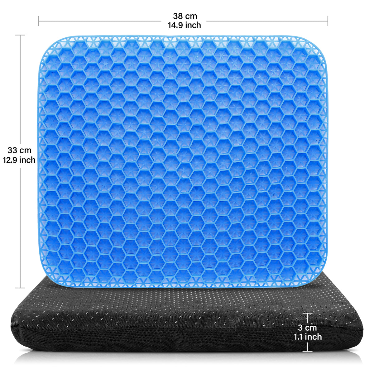 Gel Kayak Seat Cushion with Washable Non-Slip Cover, Waterproof Double Thicken Layer, Breathable Honeycomb Design, 14.9inch*12.9inch*1.1inch H137279