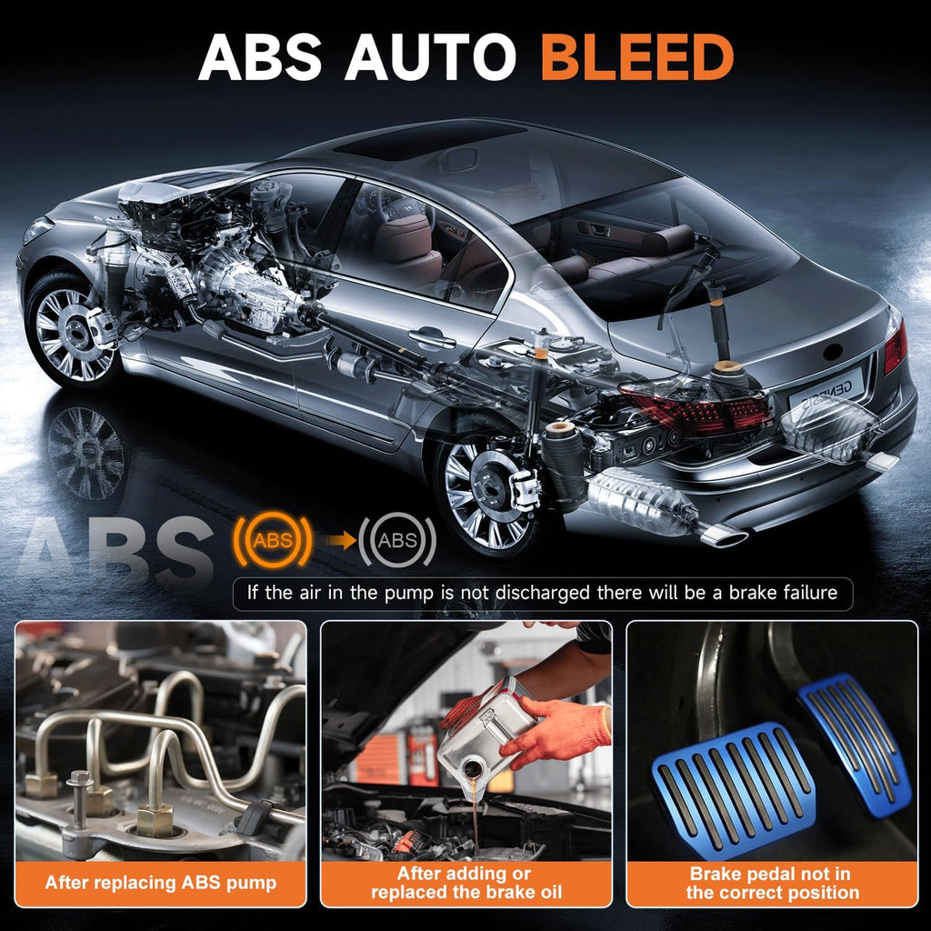 OBD2 Scanner with ABS Auto Bleed ABS SRS/Airbag Car Diagnostic Tool, 12V Car Battery Tester T516454