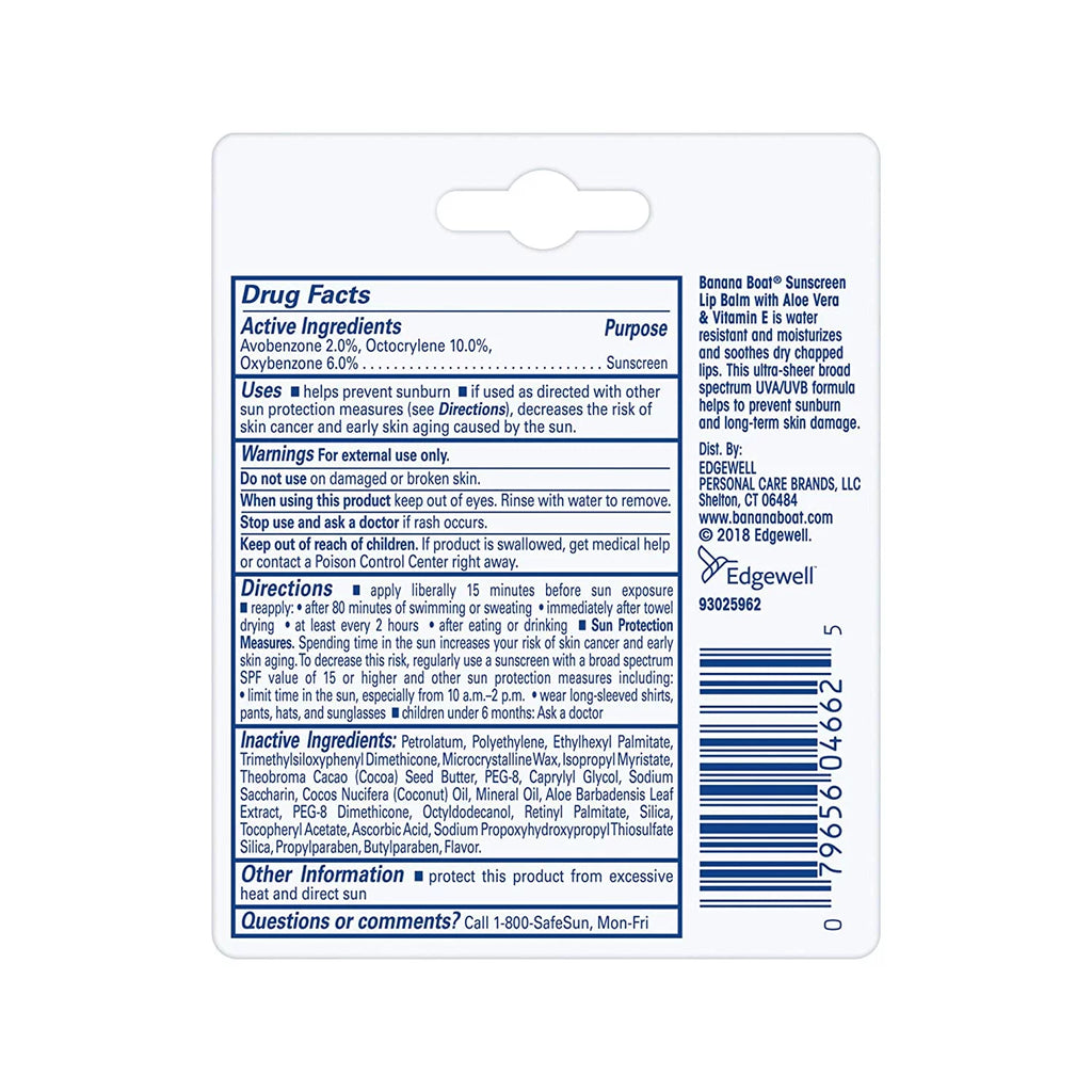 Aloe Vera Sunscreen Lip Balm SPF 45 .15 oz U466
