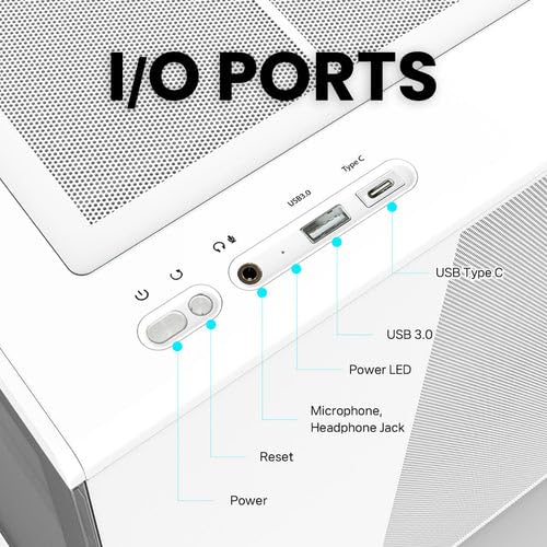 White Micro ATX PC Case with Tempered Glass Panel W9926