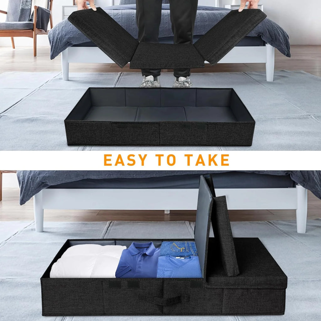 Black 3 Pack Underbed Storage Containers with Handles S8683