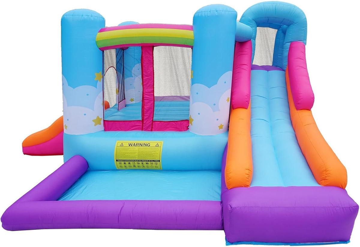 Inflatable Bounce House with Air Blower, Ball Pit, Slides, Reinforced PVC Bounce Floor R114