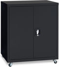 Black Metal Locking Cabinet with Wheels F2486