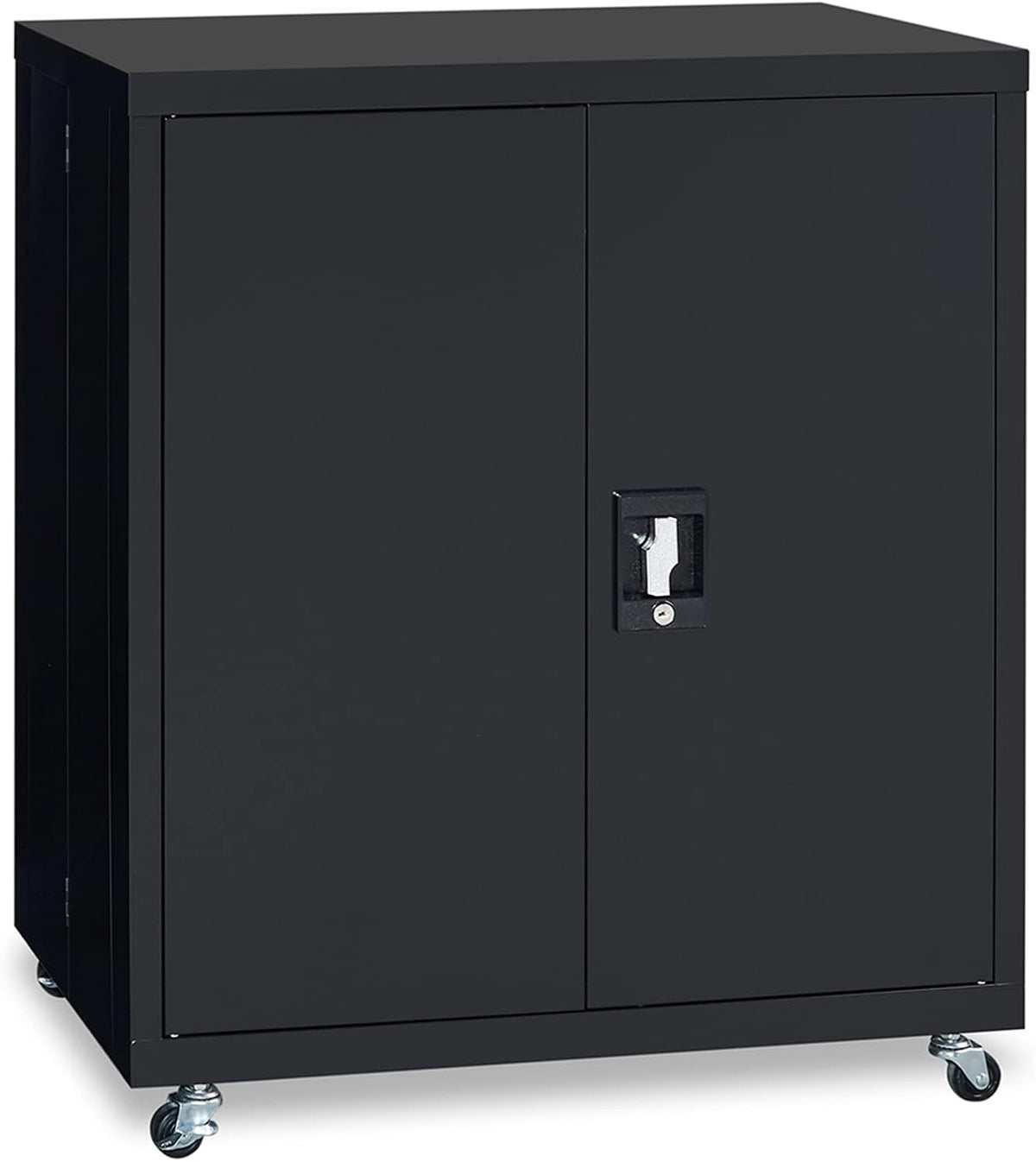 Black Metal Locking Cabinet with Wheels F2486