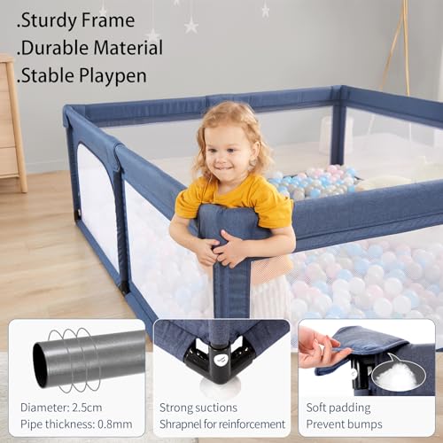 Black 79”x59” Baby Playpen with Door and Mesh Y679