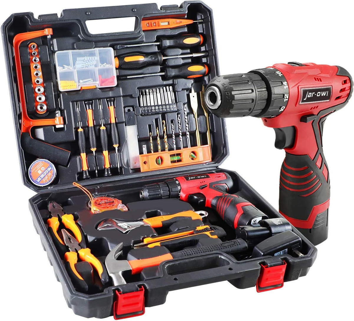 16.8V Cordless Drill Set with 2 Batteries and Toolbox Storage Case, 108 Piece H4669