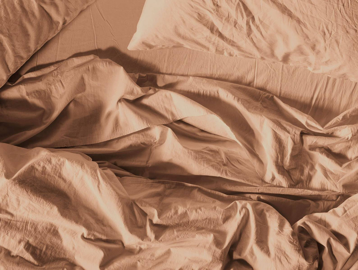 Organic Crinkled Percale Fitted Sheet King Steel Blue N7360