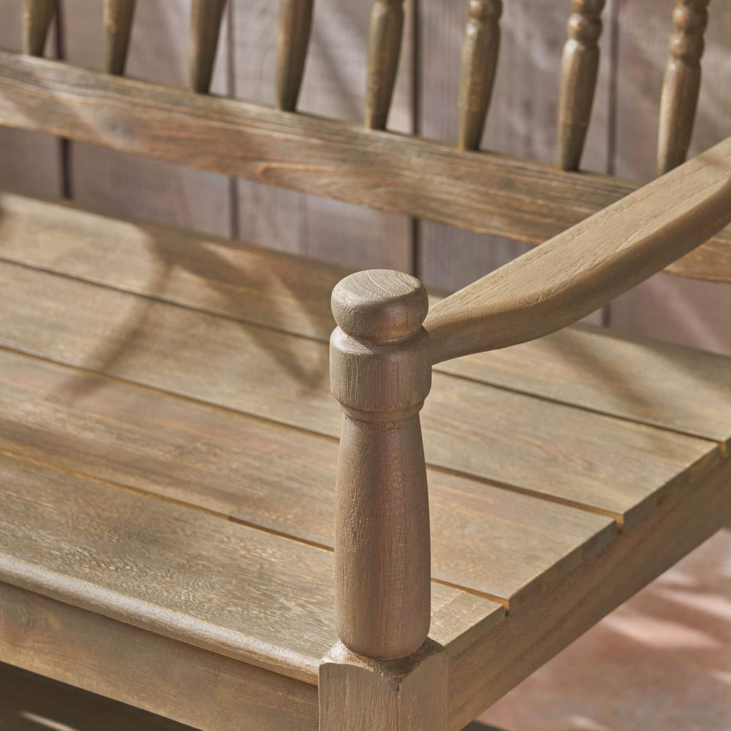 Acacia Wood Outdoor Bench with Shelf C1405