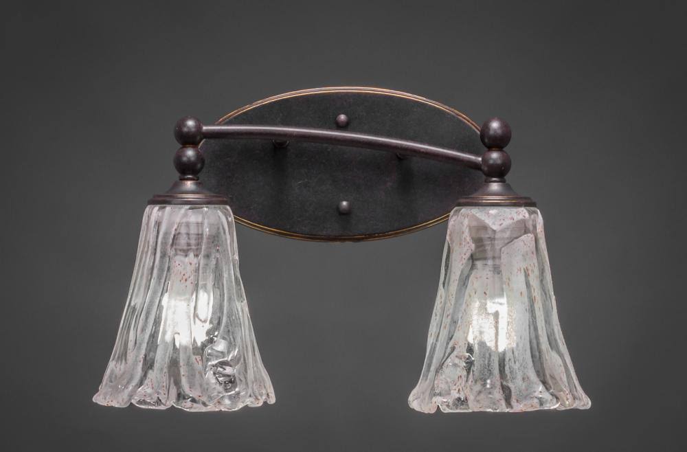 Two Light Bath Bar Dark Granite Finish with Italian Ice Glass Q771293