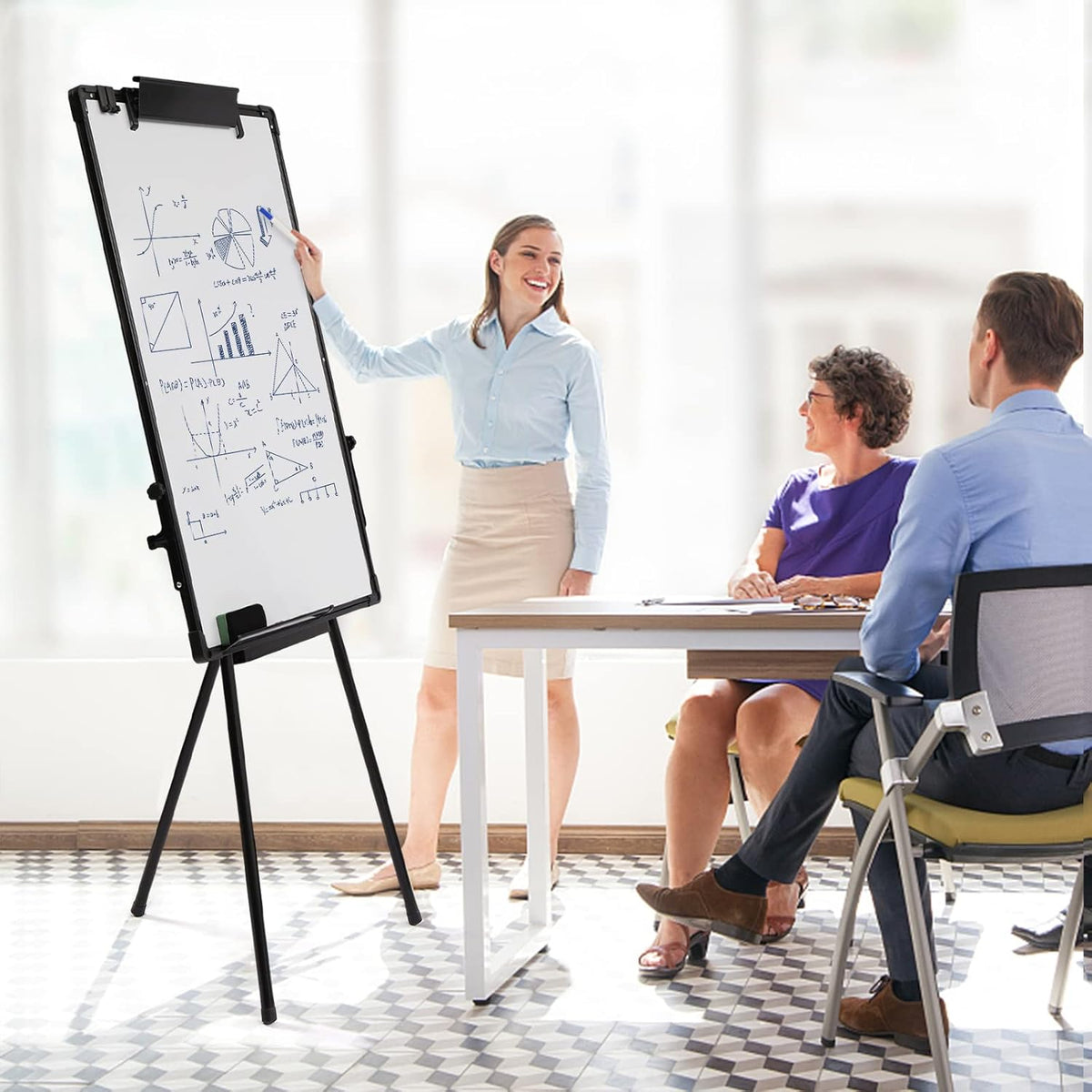 Height Adjustable Tripod Whiteboard, 36×24 inch O5132