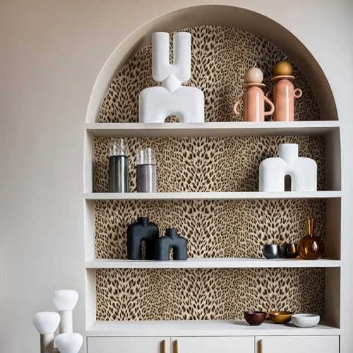 Gold Glitter Non-pasted 3D Embossed Leopard Print Wallpaper N99113