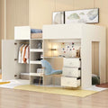 Gray Full Size Wood Loft Bed with Desk K4336