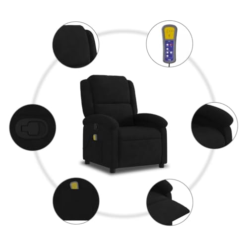Black Velvet Massage Recliner Chair with Adjustable Footrest and Headrest Q9802