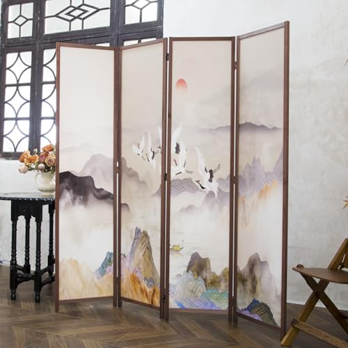 6 Panel Double Faced Room Divider Folding Wall Divider, 67" H x 94.5" W I777209