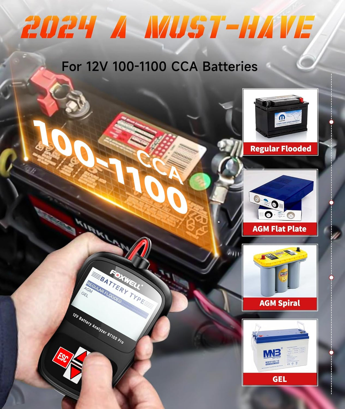 OBD2 Scanner with ABS Auto Bleed ABS SRS/Airbag Car Diagnostic Tool, 12V Car Battery Tester T516454