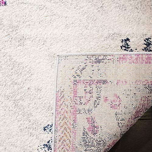 Runner Rug - 2' x 6', Ivory & Fuchsia, Medallion Distressed Design G83246