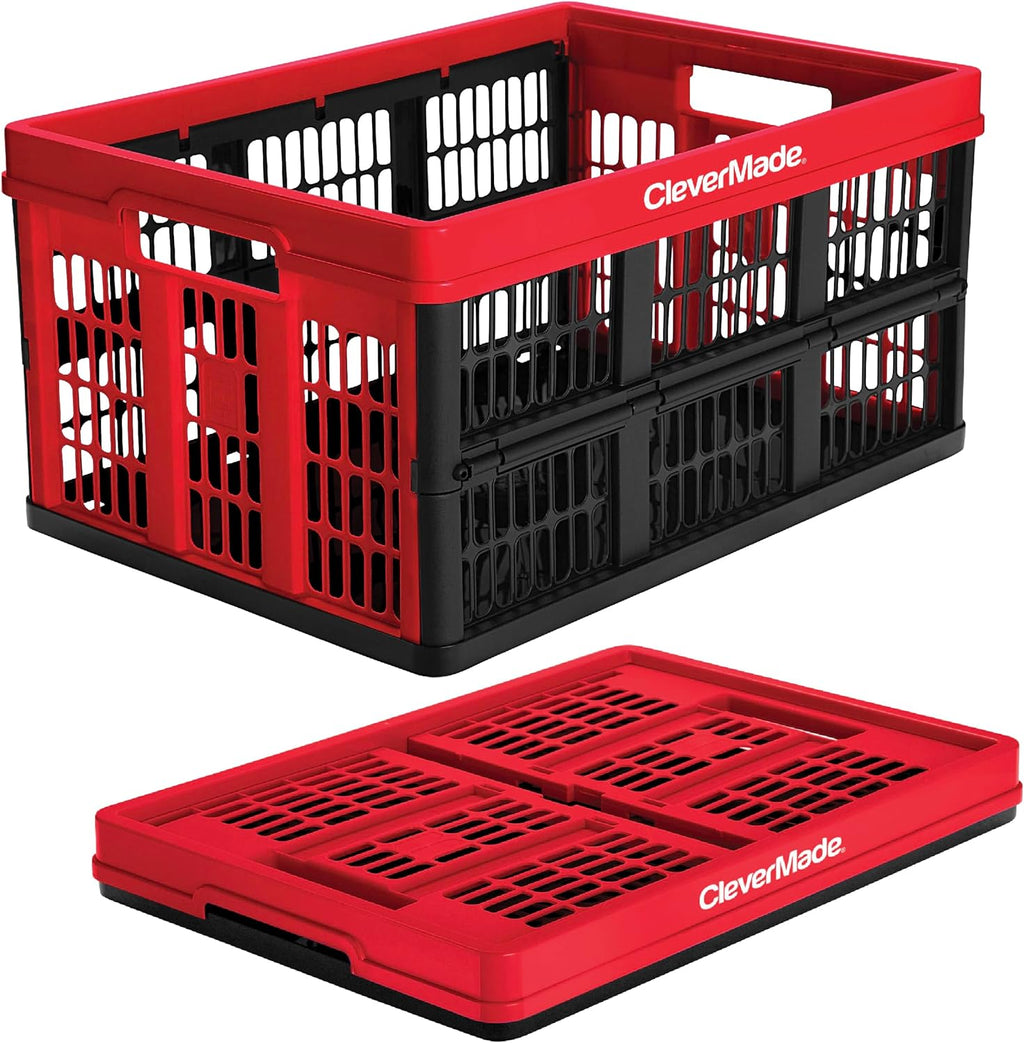 Red Collapsible Utility Crate, 45L, Plastic O465419