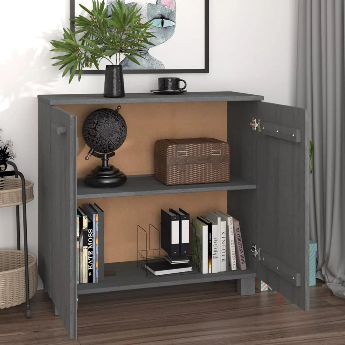 Dark Gray Solid Wood Sideboard T5047