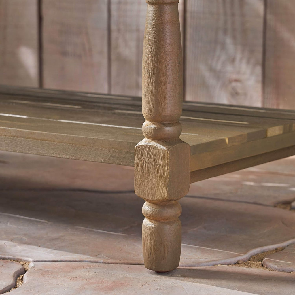 Acacia Wood Outdoor Bench with Shelf C1405