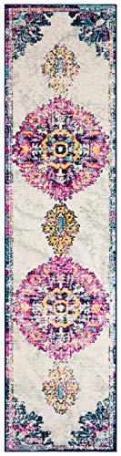 Runner Rug - 2' x 6', Ivory & Fuchsia, Medallion Distressed Design G83246