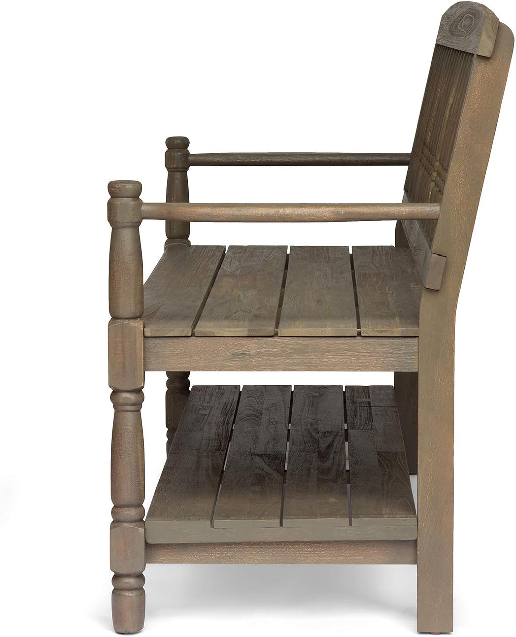 Acacia Wood Outdoor Bench with Shelf C1405