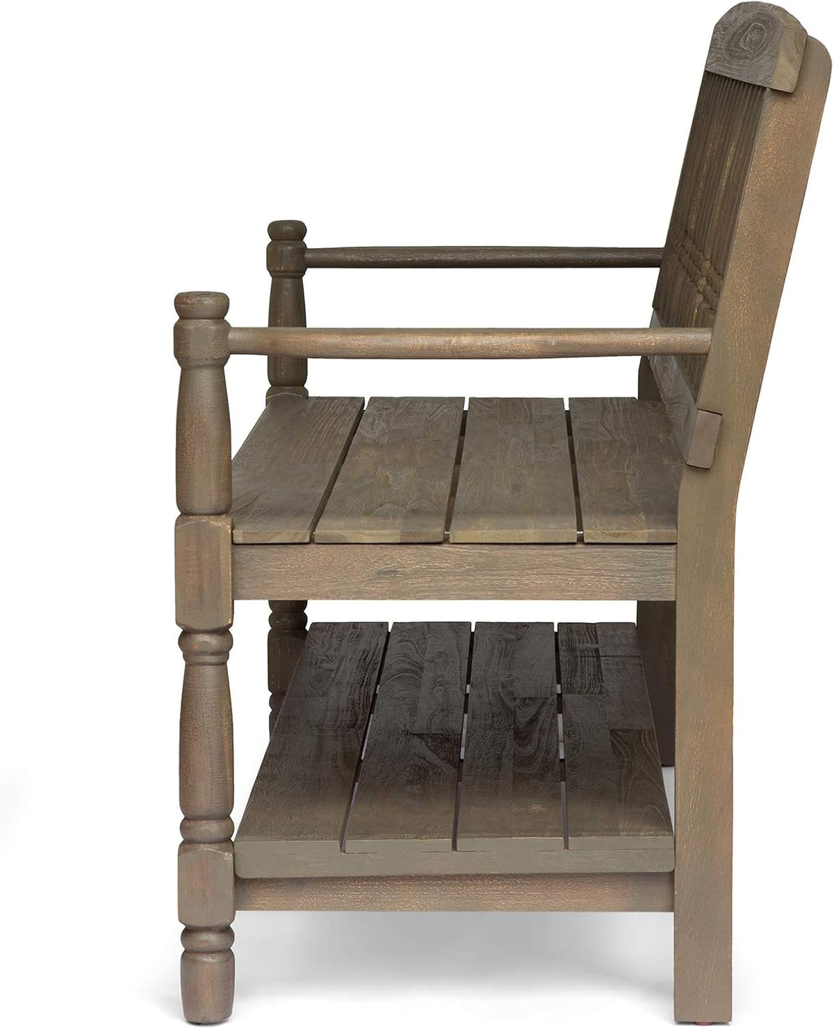 Acacia Wood Outdoor Bench with Shelf C1405