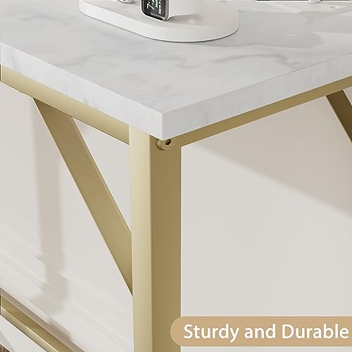 Gold Narrow Console Table with Outlets L280