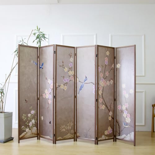 6 Panel Double Faced Room Divider Folding Wall Divider, 67" H x 94.5" W I777209