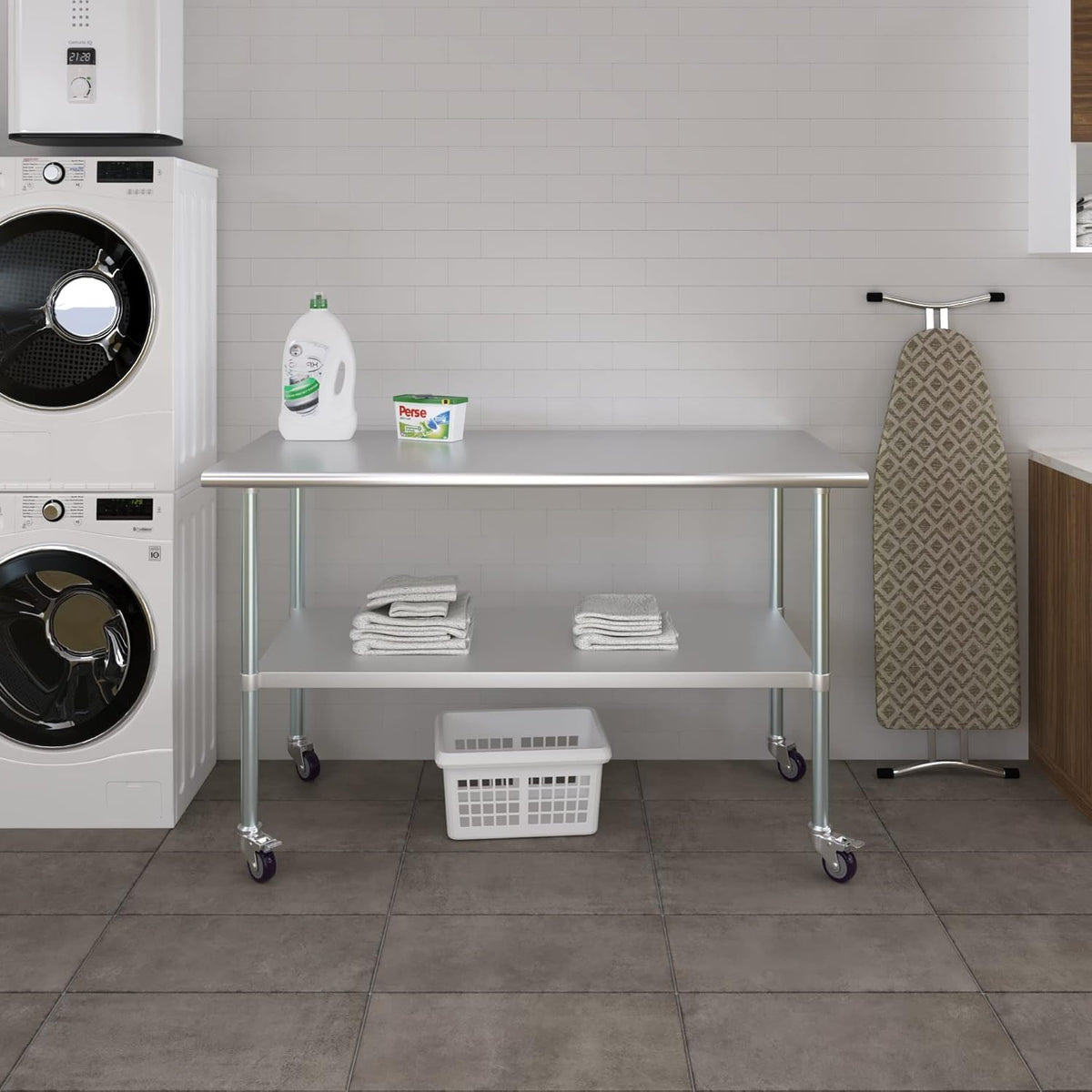 Stainless Steel Work Table with Under-Shelf & 4 Wheels X9108
