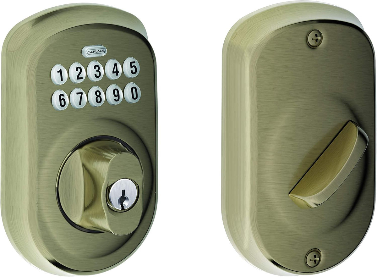 Keypad Deadbolt Electronic Keyless Entry Lock Bright Brass J657178