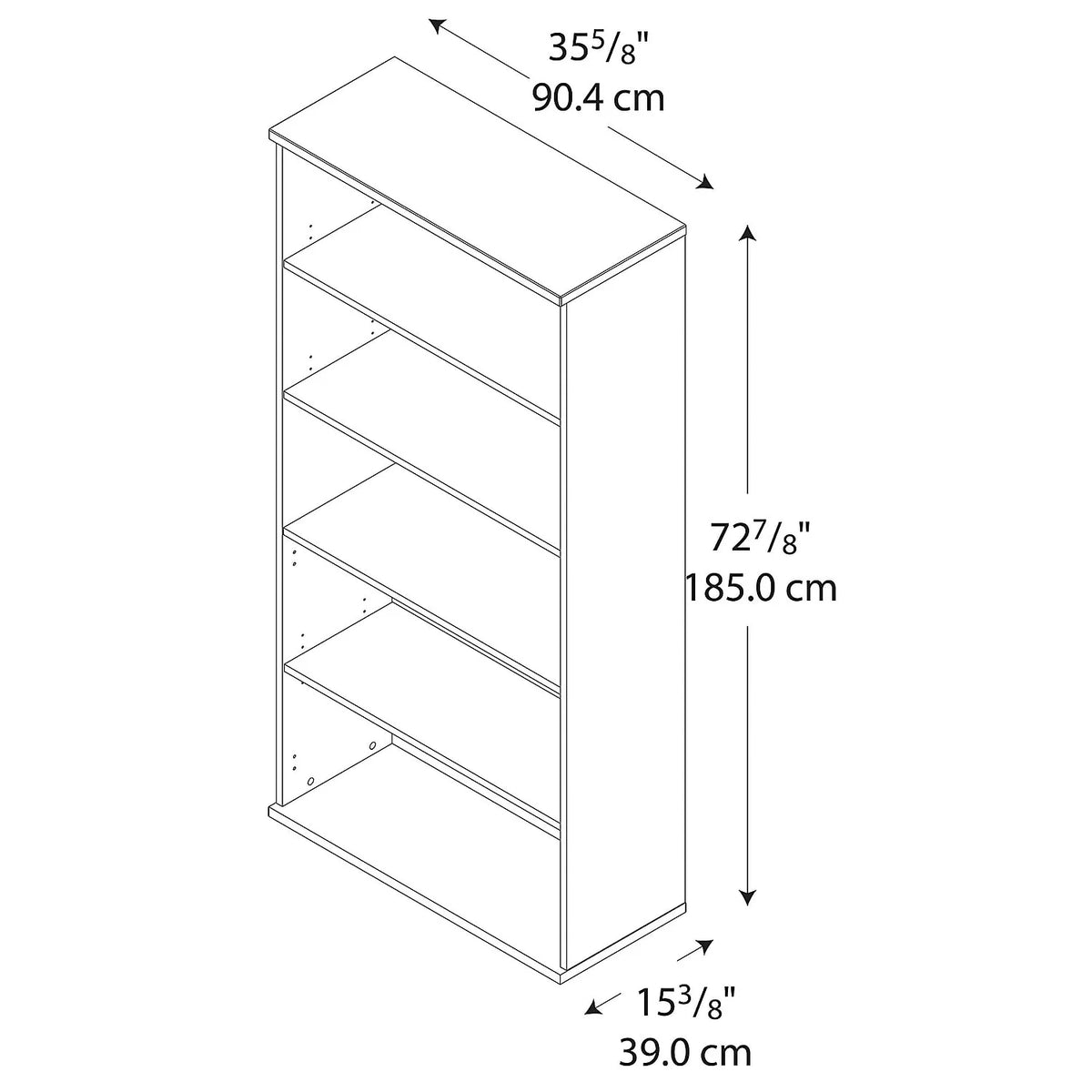36" 5-Shelf Bookcase in Mahogany Engineered Wood X302