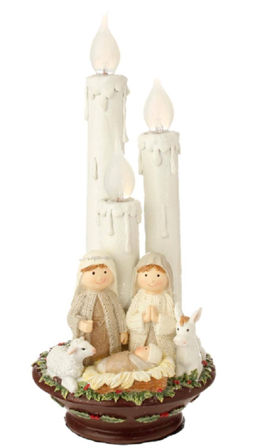 White Pre-Lit Christmas Nativity Tabletop Decor B2265