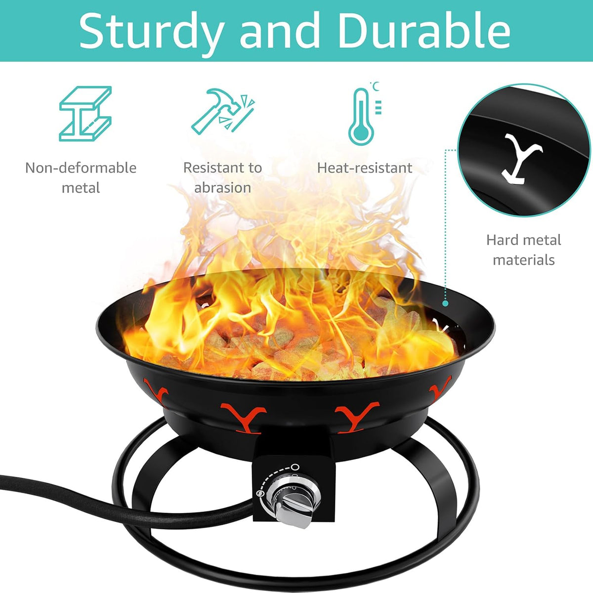 Portable Propane Fire Pit with Lid E976749
