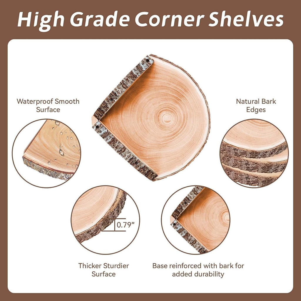 3Pcs Rustic Wood Corner Floating Shelves P58165