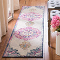 Runner Rug - 2' x 6', Ivory & Fuchsia, Medallion Distressed Design G83246