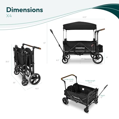 Navy 4 Seater Collapsible Wagon Stroller with 5-Point Harnesses F84891