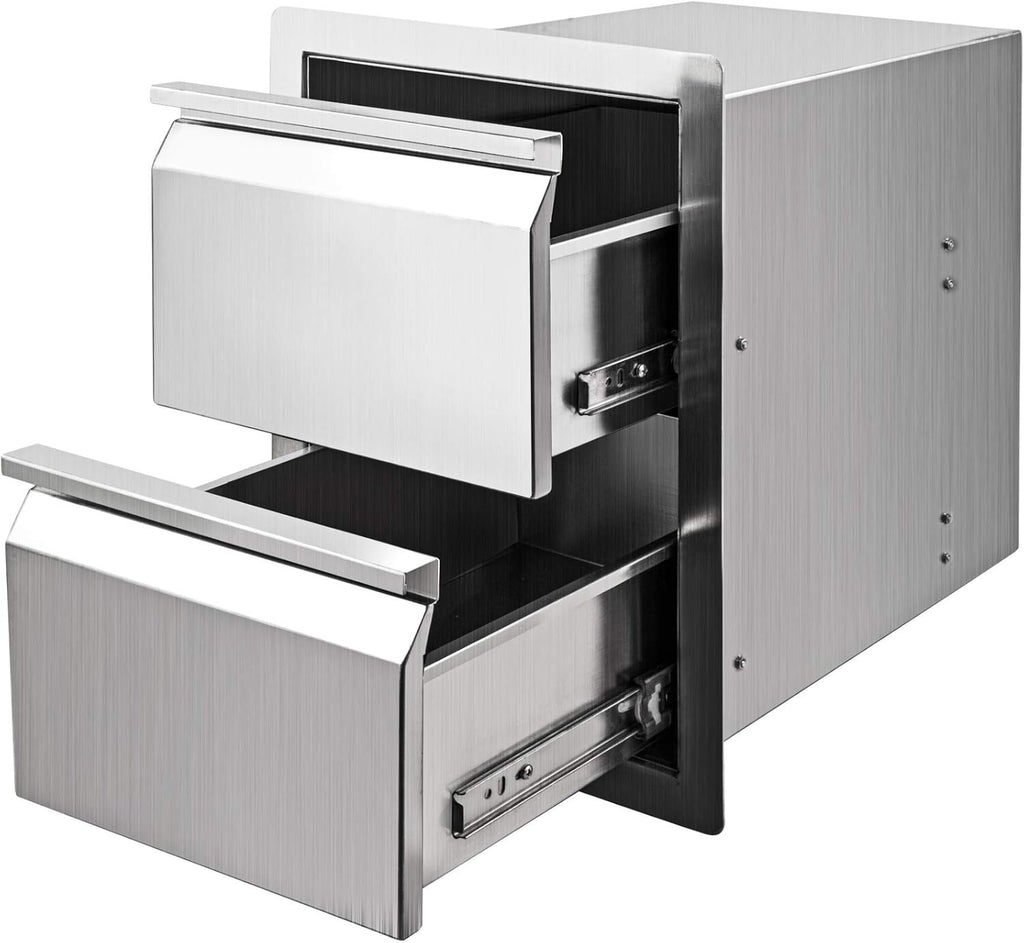 14 x 18 x 16 Inch SUS 304 Stainless Steel Double Access Drawers J16857